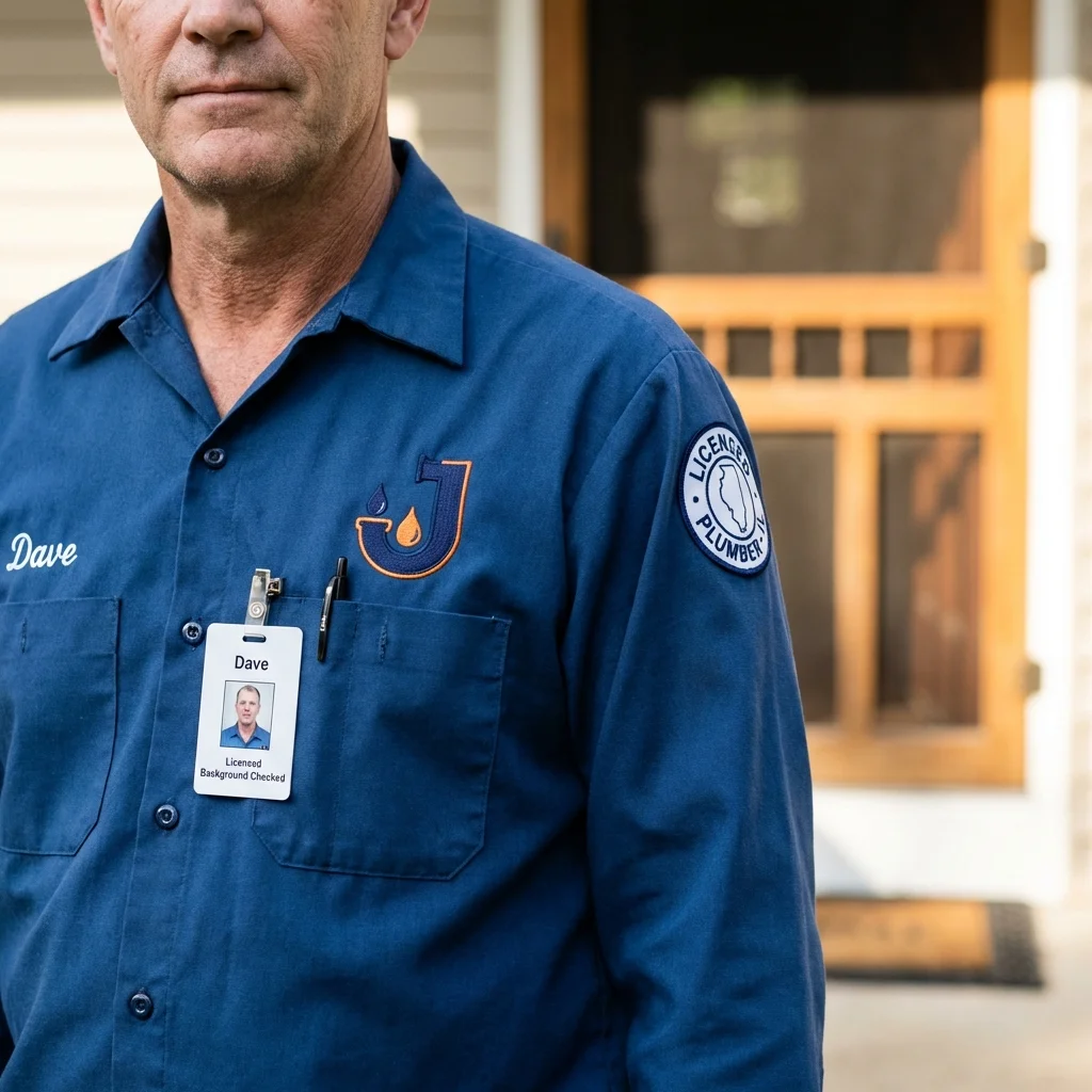 Licensed plumber showing ID badge in Middleburg, FL