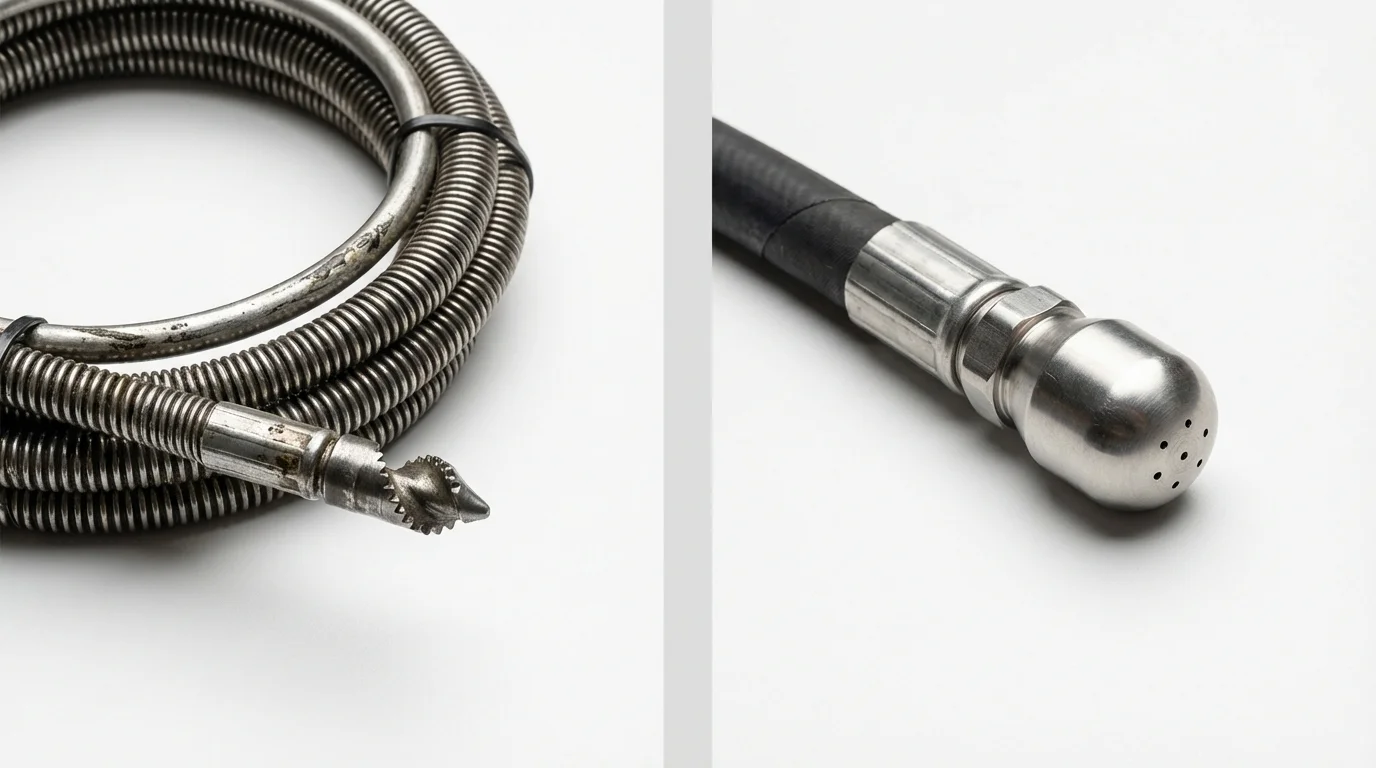 Drain snake cable and hydro jetting nozzle used for drain cleaning in Middleburg, FL