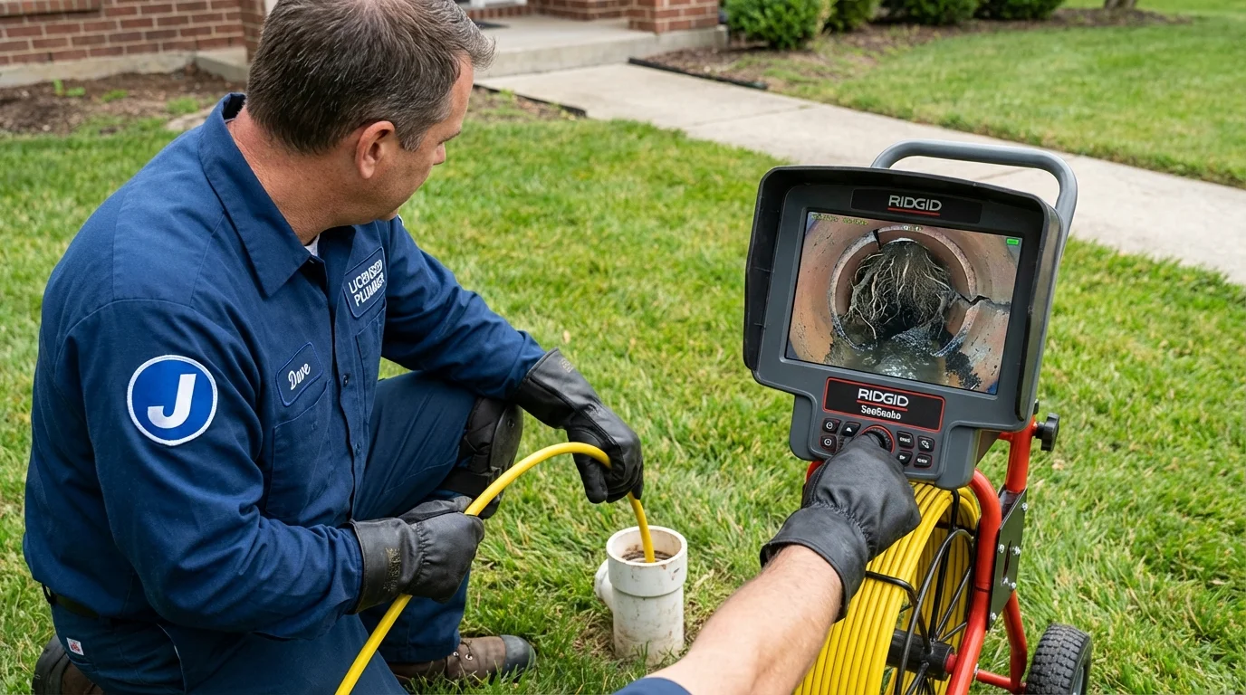 Sewer camera inspection being performed by Johns Plumbing LLC in Middleburg