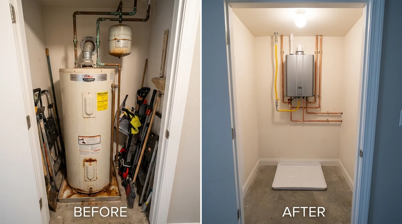 Tank water heater versus wall-mounted tankless unit comparison for Middleburg, FL homeowners