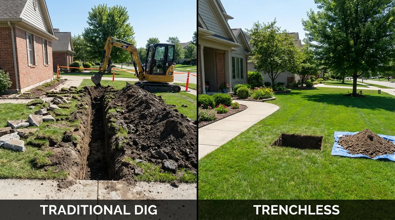 Trenchless sewer repair with minimal yard damage versus traditional excavation in Middleburg, FL